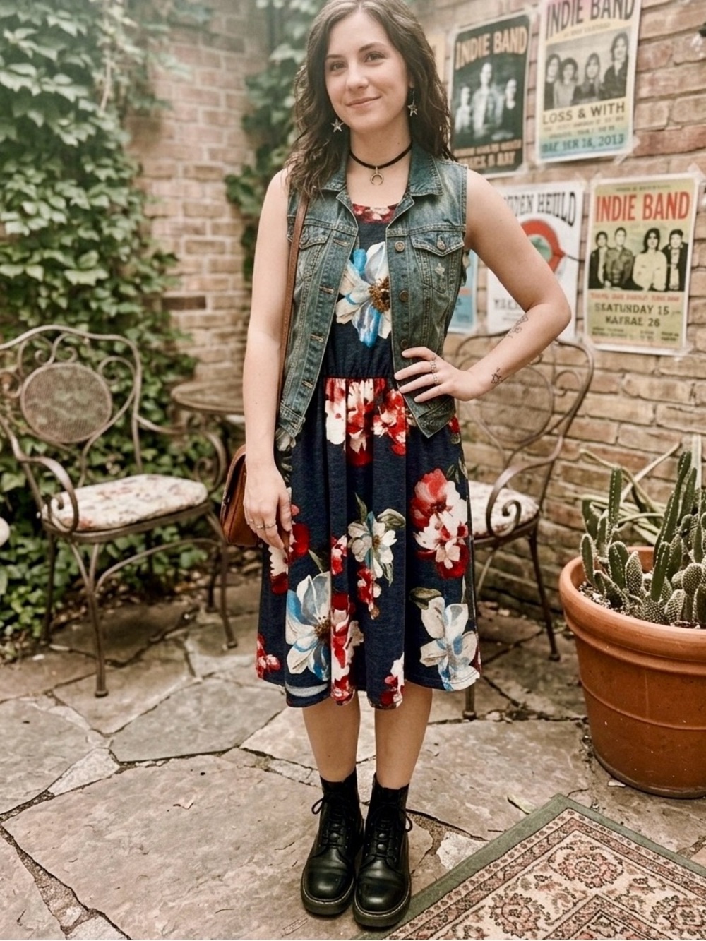 French Grey Floral Sleeveless Fit & Flare Dress | Women’s Small